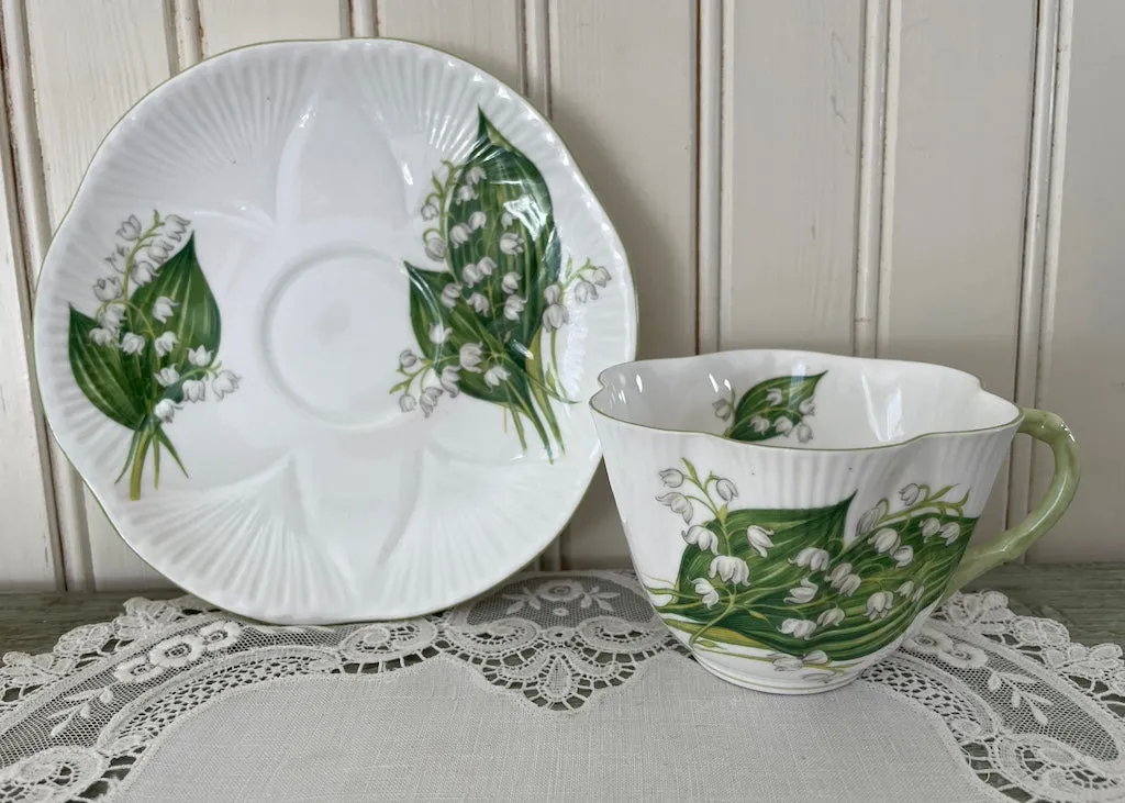 Vintage Shelley White Lily of the Valley Teacup and Saucer