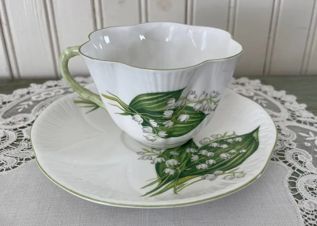 Vintage Shelley White Lily of the Valley Teacup and Saucer