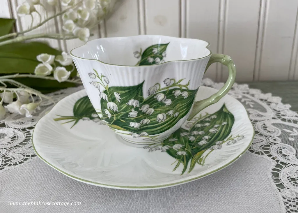 Vintage Shelley White Lily of the Valley Teacup and Saucer
