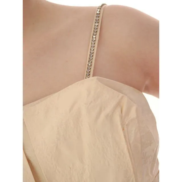 Vintage Silk CandlelightDamask Cocktail Dress 1950S Rhinestone Straps 36-26-Free