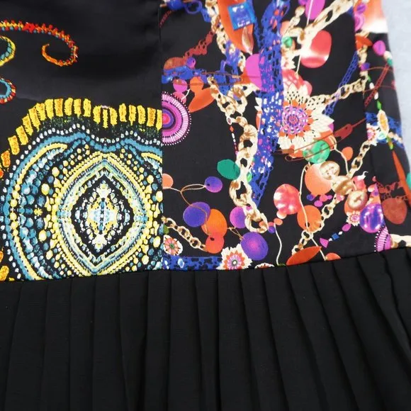 Vintage Silk Club Collection Black Skirt Satin Pleated Ruffle Hem Zip Back Geo 8