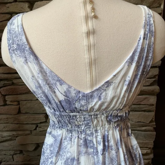 Vintage Sisley Italy Acid-wash Floral Babydoll Midi Dress
