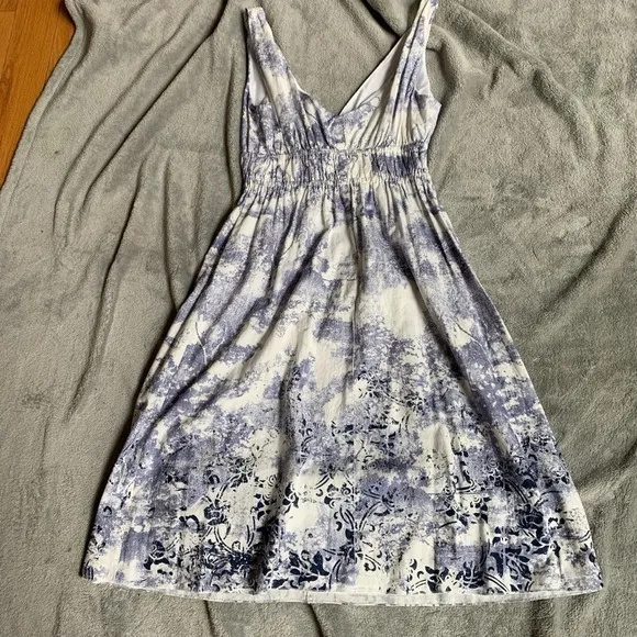 Vintage Sisley Italy Acid-wash Floral Babydoll Midi Dress