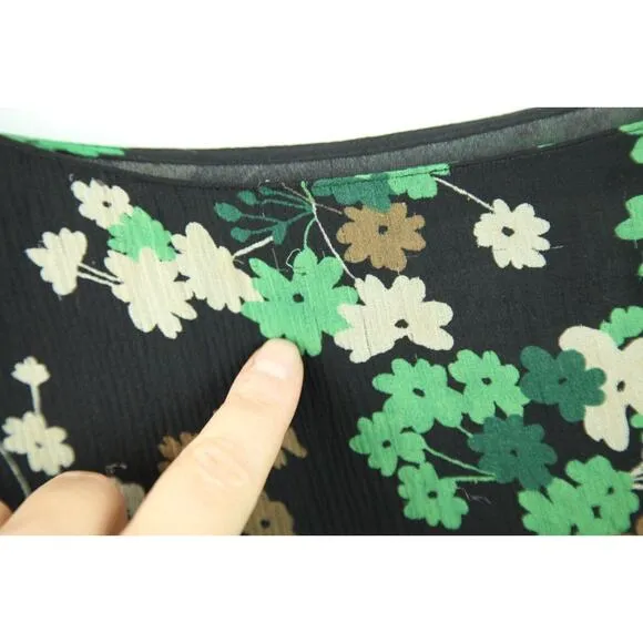 Vintage Skirt 8 M Midi Silk Dark Floral Asymmetric Hem Witchy Whimsigoth Y2K