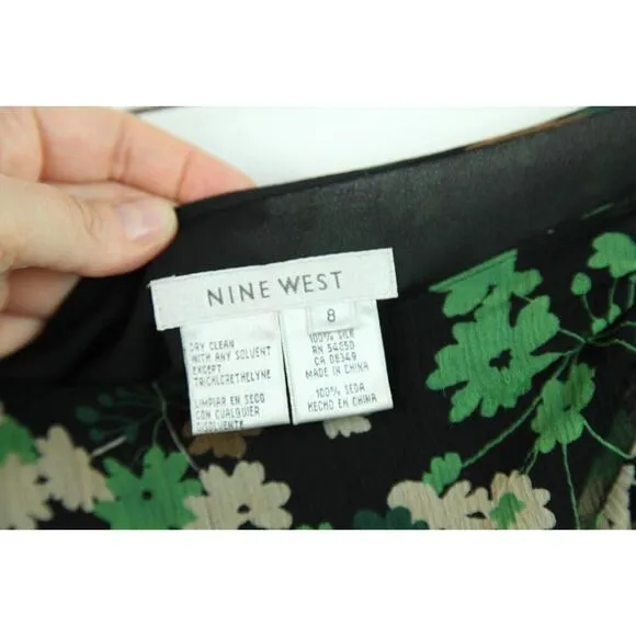 Vintage Skirt 8 M Midi Silk Dark Floral Asymmetric Hem Witchy Whimsigoth Y2K