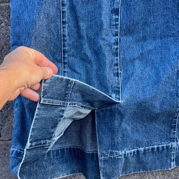 Vintage Spiegel Denim Zip Midi Dress Large