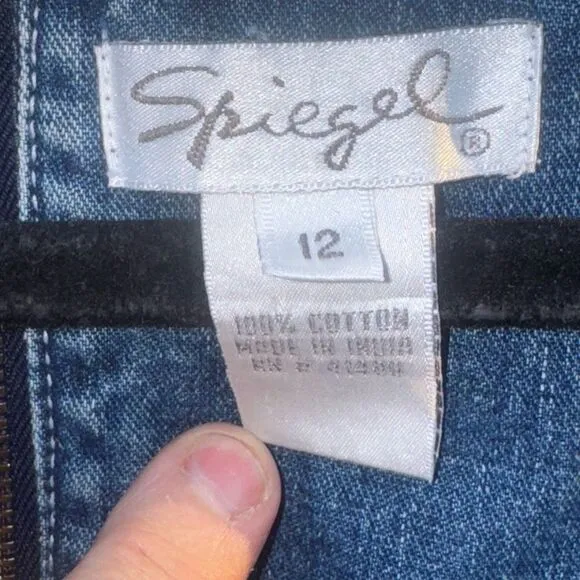 Vintage Spiegel Denim Zip Midi Dress Large