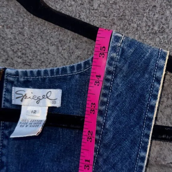 Vintage Spiegel Denim Zip Midi Dress Large
