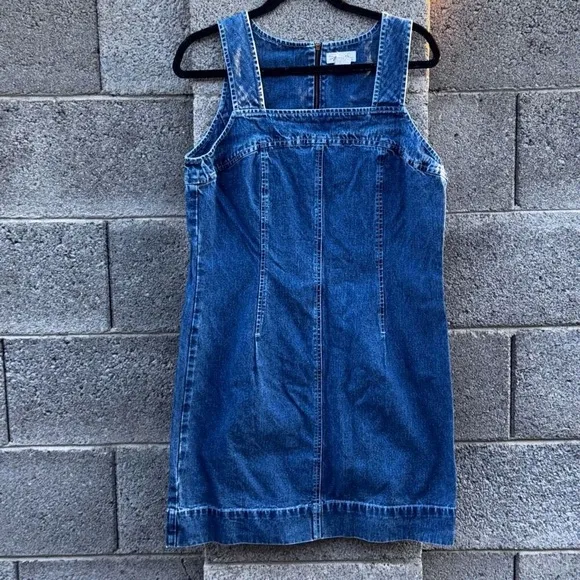 Vintage Spiegel Denim Zip Midi Dress Large