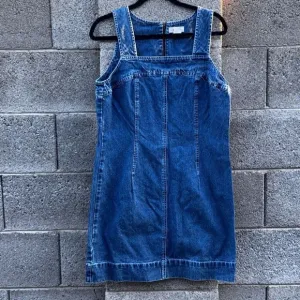 Vintage Spiegel Denim Zip Midi Dress Large