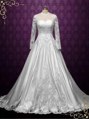 Vintage Style Long Sleeves Lace Wedding Dress EYDIS
