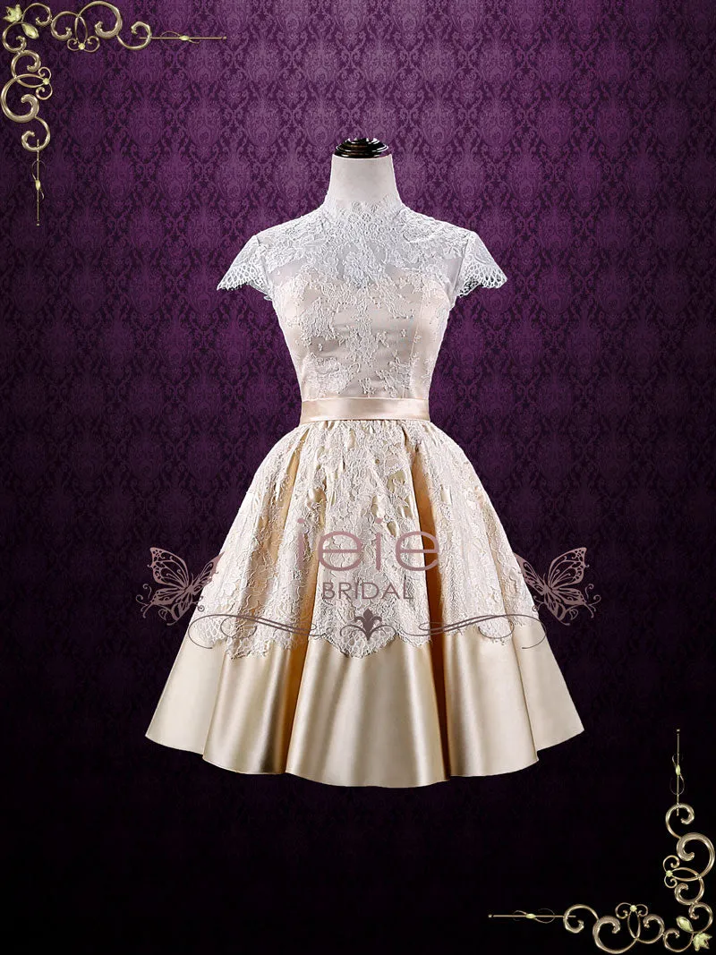 Vintage Style White Short Lace Tea Length Wedding Dress | Marigold