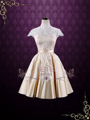 Vintage Style White Short Lace Tea Length Wedding Dress | Marigold