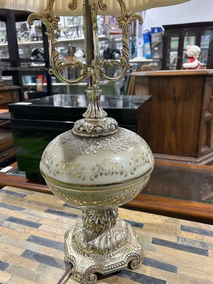 Vintage Table Lamp with Pleated Shade