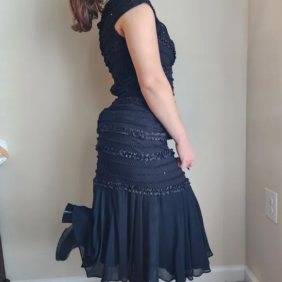 Vintage Tadashi Shoji Black Evening Boho Skirt Set