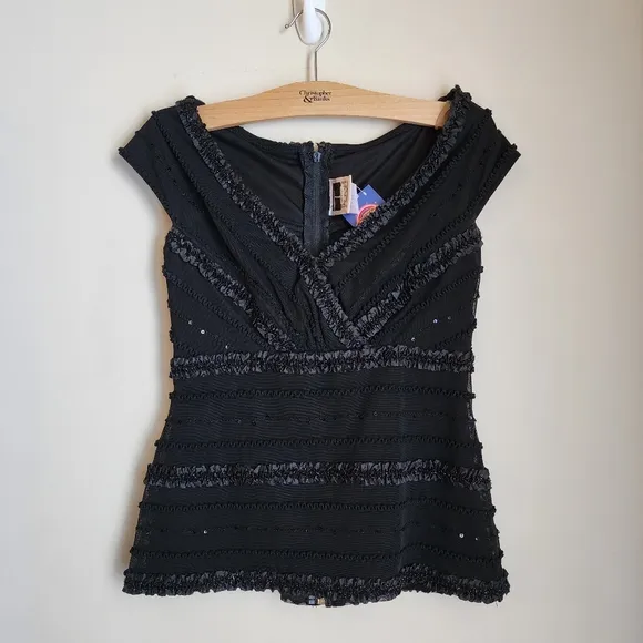 Vintage Tadashi Shoji Black Evening Boho Skirt Set