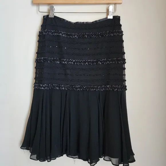 Vintage Tadashi Shoji Black Evening Boho Skirt Set