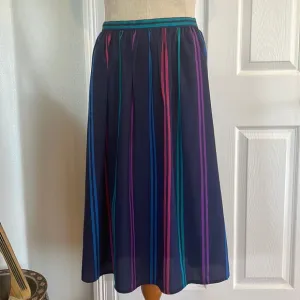 Vintage Talbots skirt women size 10 black blue red green purple Vertical stripes