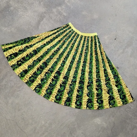 vintage tiki style BERNARDO midi skirt S