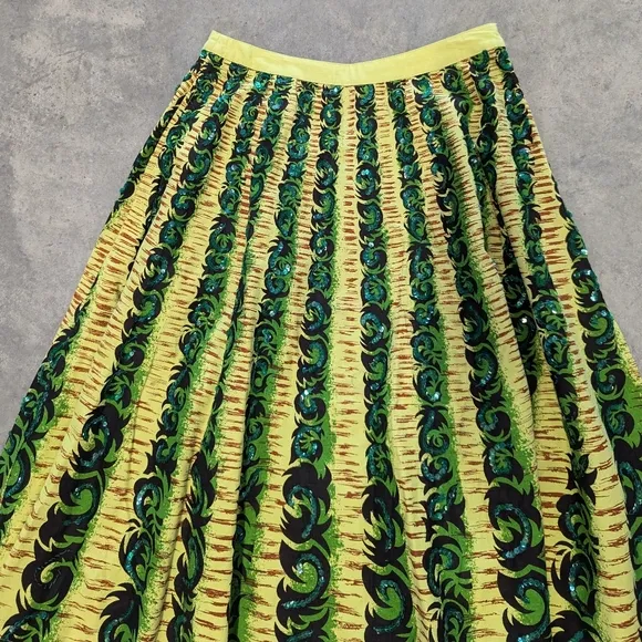 vintage tiki style BERNARDO midi skirt S