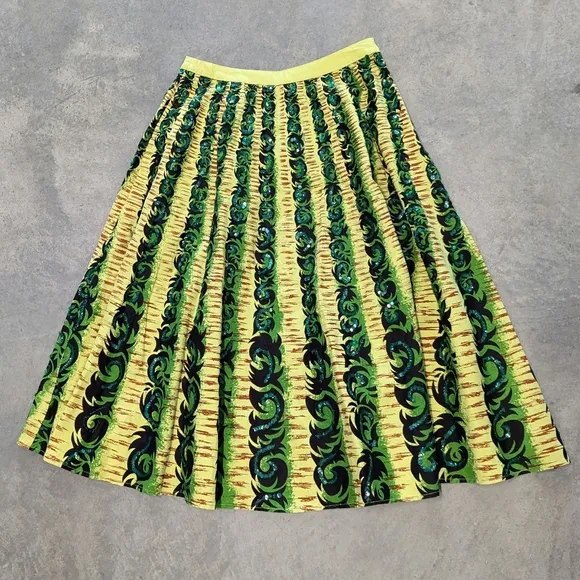 vintage tiki style BERNARDO midi skirt S