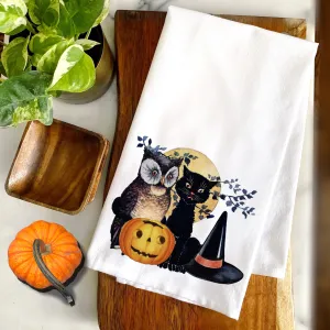 Vintage Trio Halloween Friends Tea Towel