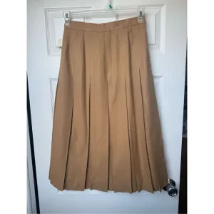 Vintage Union Made Tan Size 10 Women's Wool Worsted Midi Skirt