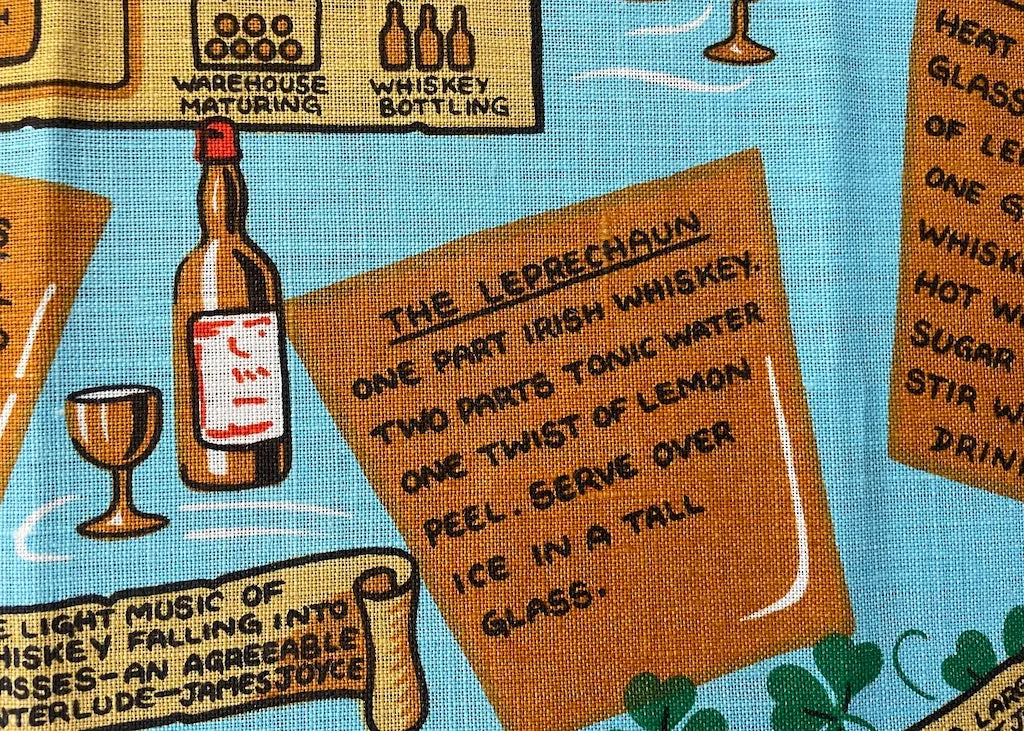 Vintage Unused Tea Towel The Story of Irish Whiskey