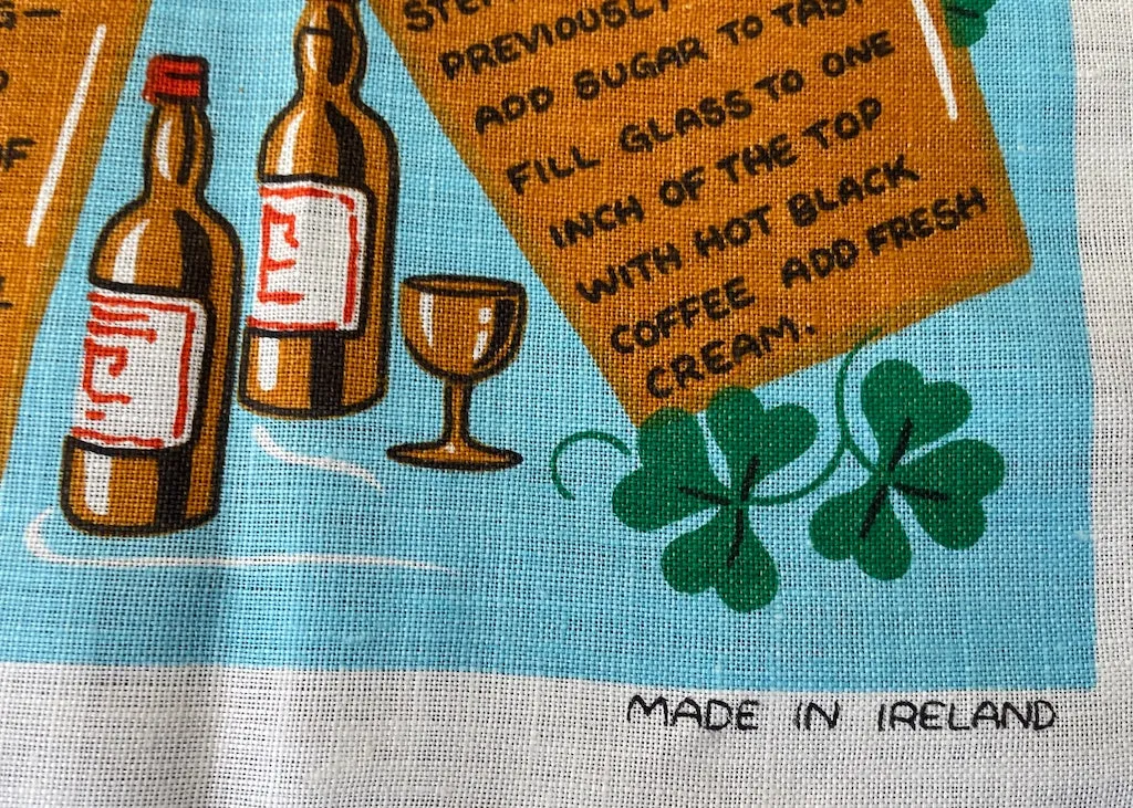 Vintage Unused Tea Towel The Story of Irish Whiskey