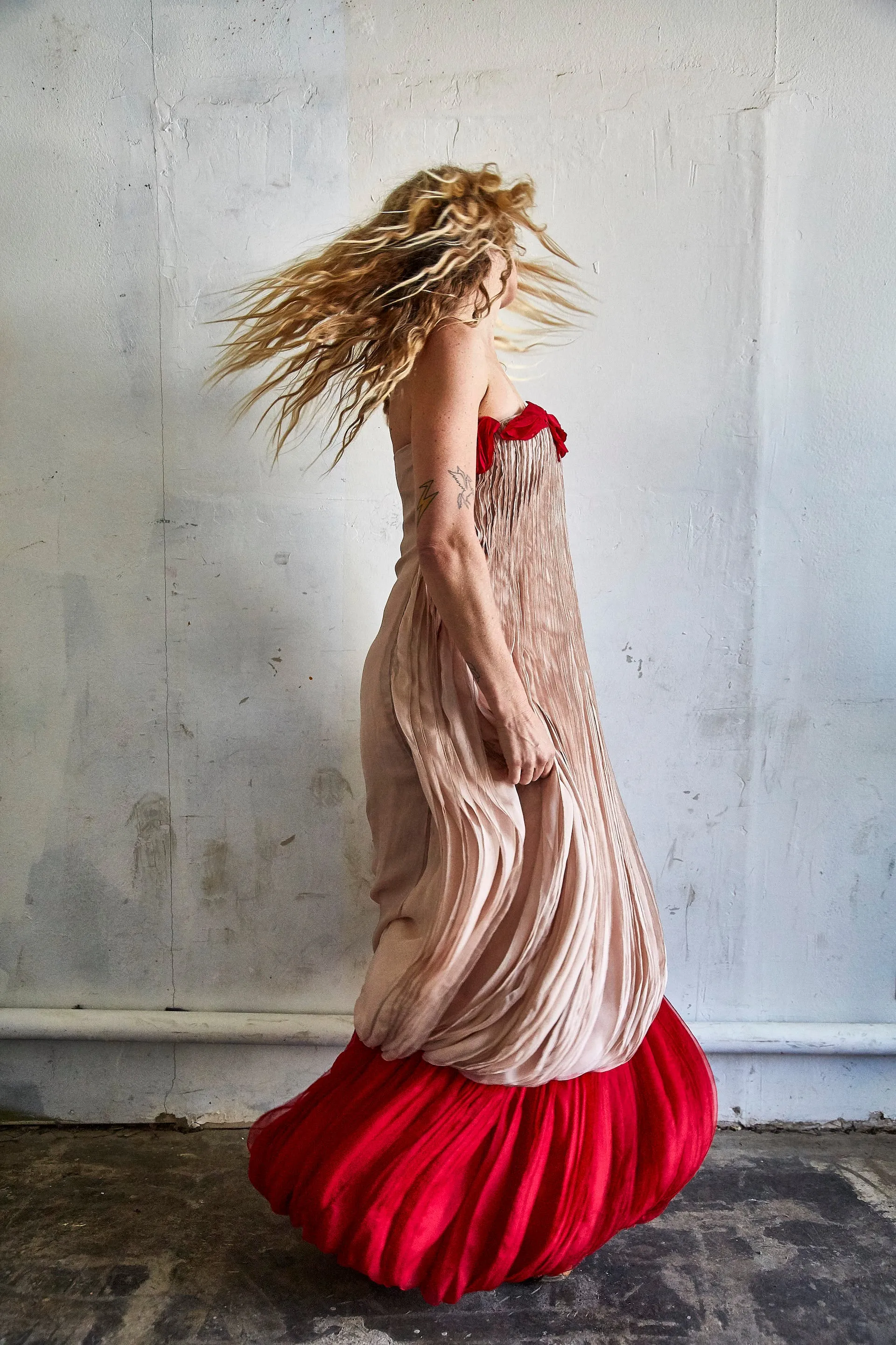 Vintage Valentino Pink and Red Crepe Silk Gown