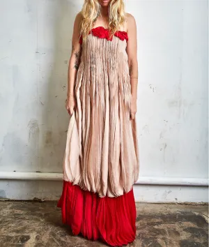 Vintage Valentino Pink and Red Crepe Silk Gown