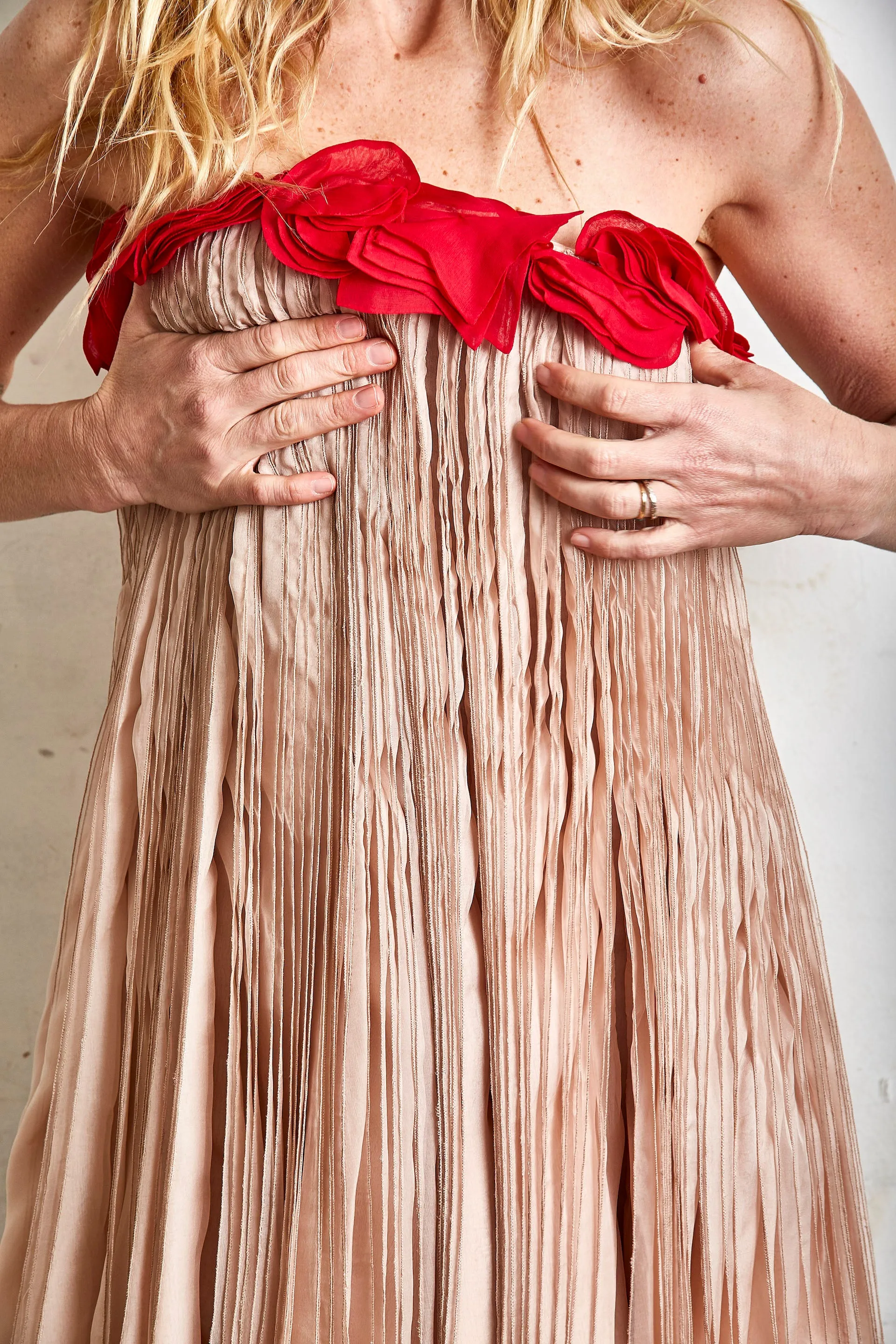 Vintage Valentino Pink and Red Crepe Silk Gown