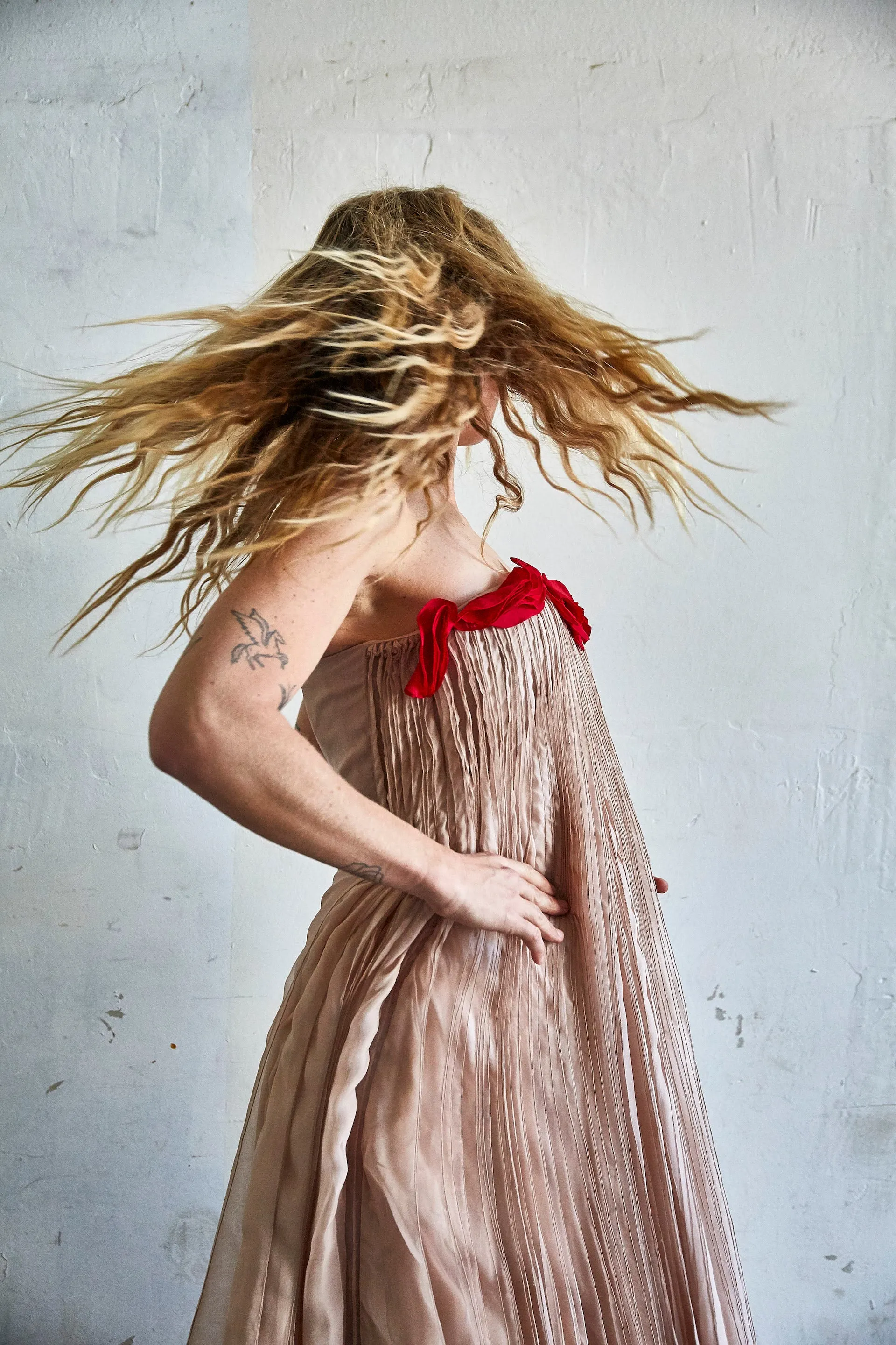 Vintage Valentino Pink and Red Crepe Silk Gown