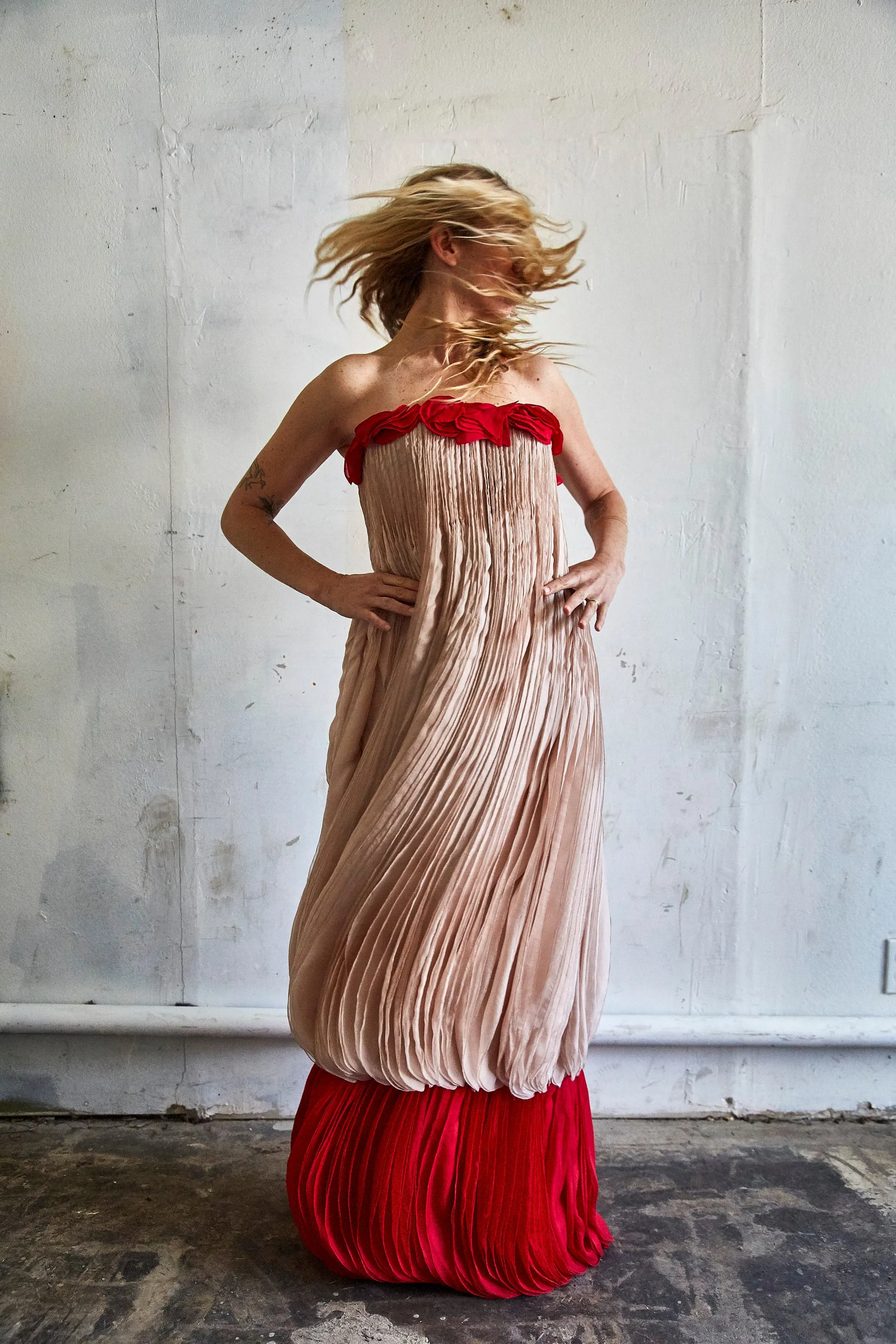 Vintage Valentino Pink and Red Crepe Silk Gown