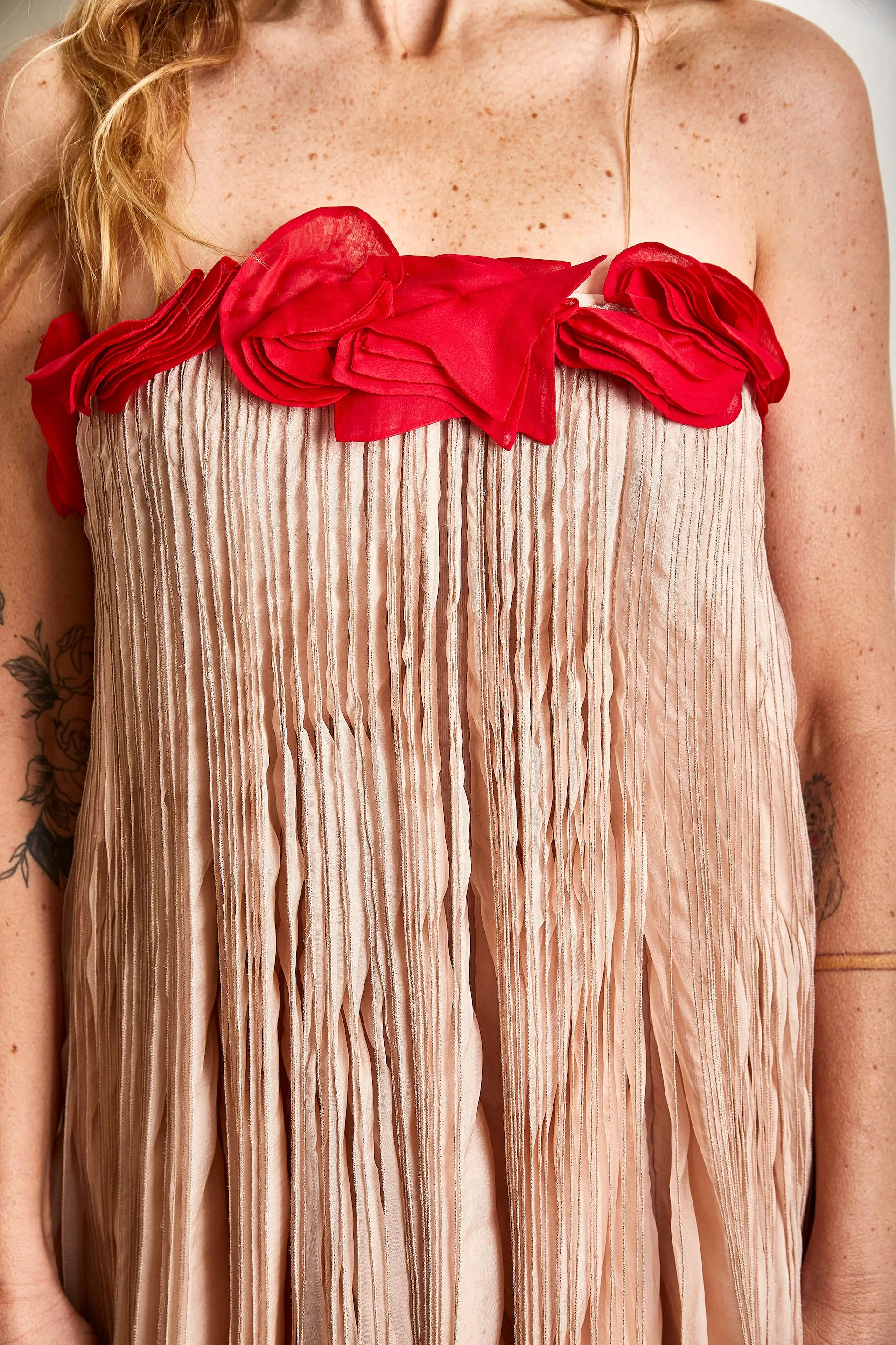 Vintage Valentino Pink and Red Crepe Silk Gown