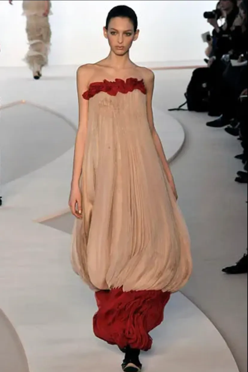 Vintage Valentino Pink and Red Crepe Silk Gown