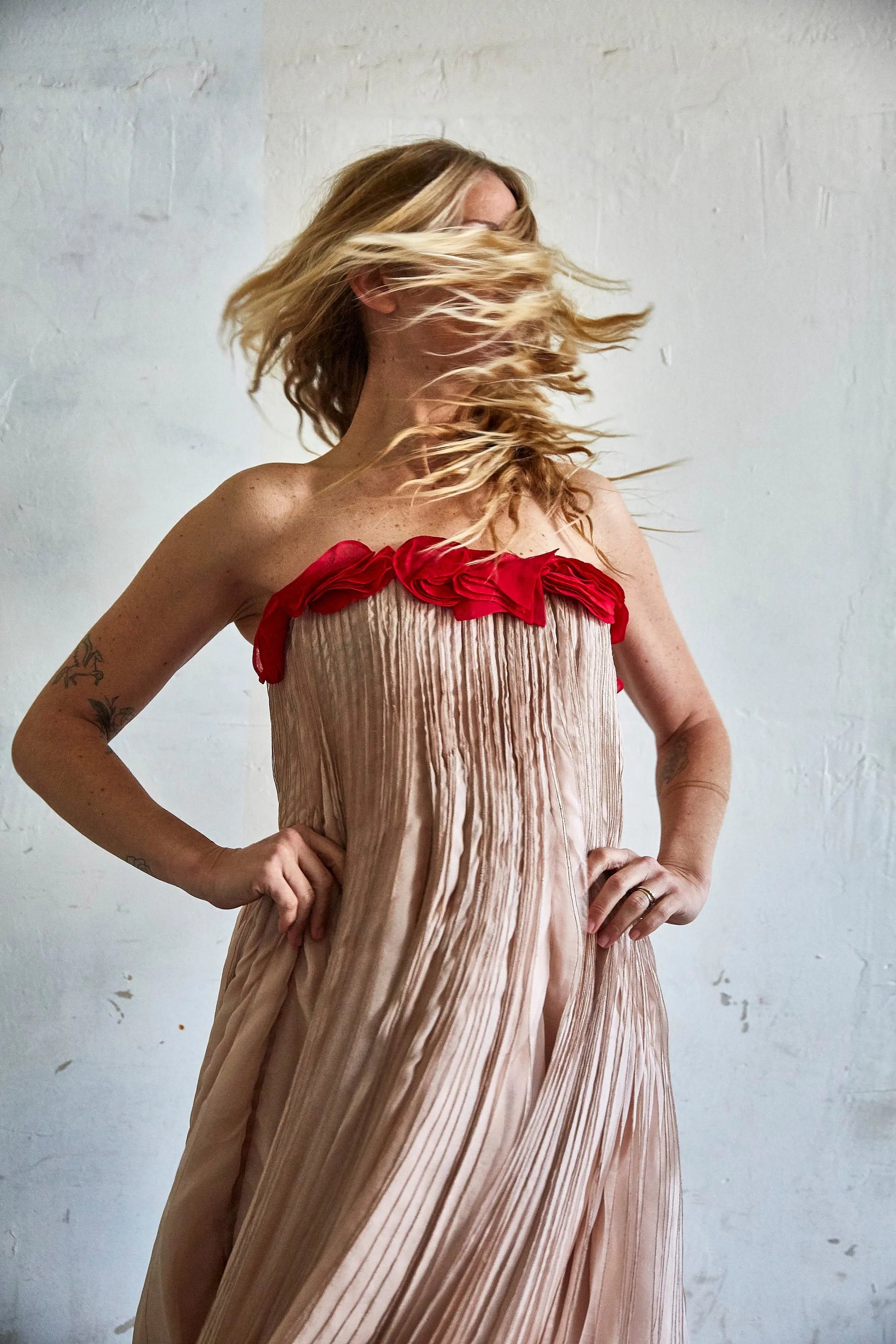 Vintage Valentino Pink and Red Crepe Silk Gown