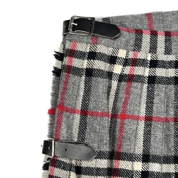 Vintage Westaway &amp; Westaway Plaid 100% Wool Pleated Plaid Midi Skirt Size UK 12