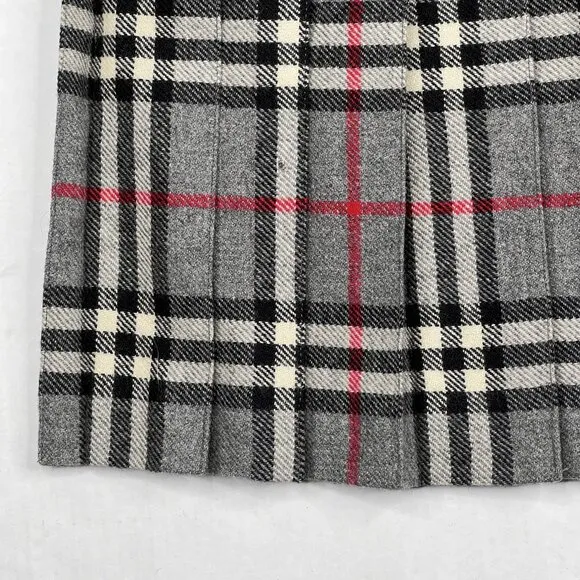 Vintage Westaway &amp; Westaway Plaid 100% Wool Pleated Plaid Midi Skirt Size UK 12