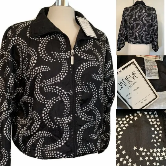Vintage Women’s Track Bomber jacket Stars sz S New deadstock Hip Hop Mob Wife