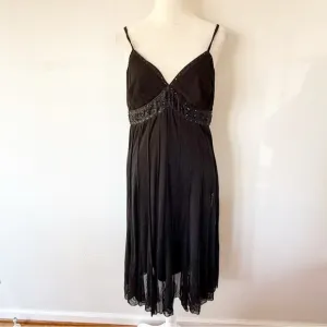 Vintage Y2K Babydoll Sheer Beaded Midi Dress Women’s 10 Fairy Whimsigoth Evening