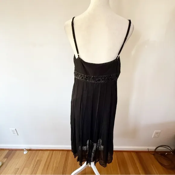 Vintage Y2K Babydoll Sheer Beaded Midi Dress Women’s 10 Fairy Whimsigoth Evening