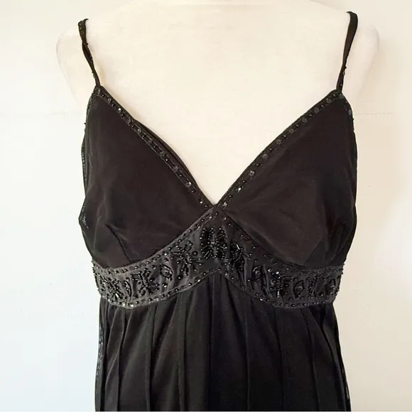 Vintage Y2K Babydoll Sheer Beaded Midi Dress Women’s 10 Fairy Whimsigoth Evening