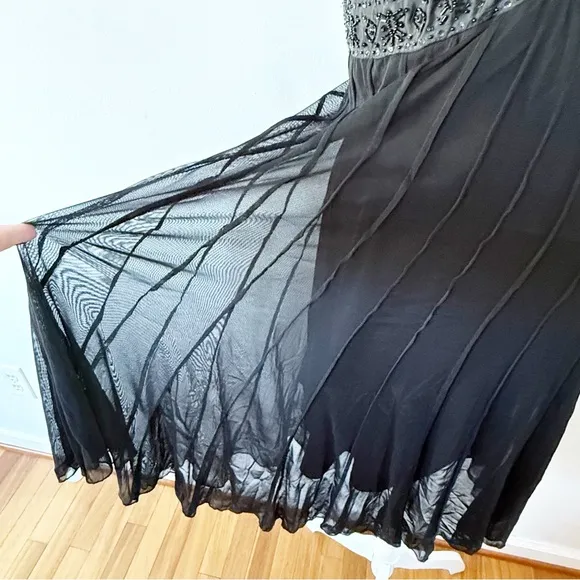 Vintage Y2K Babydoll Sheer Beaded Midi Dress Women’s 10 Fairy Whimsigoth Evening