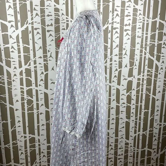 Vintage 70s Ditsy Floral Print Flannel House Dress Nightgown