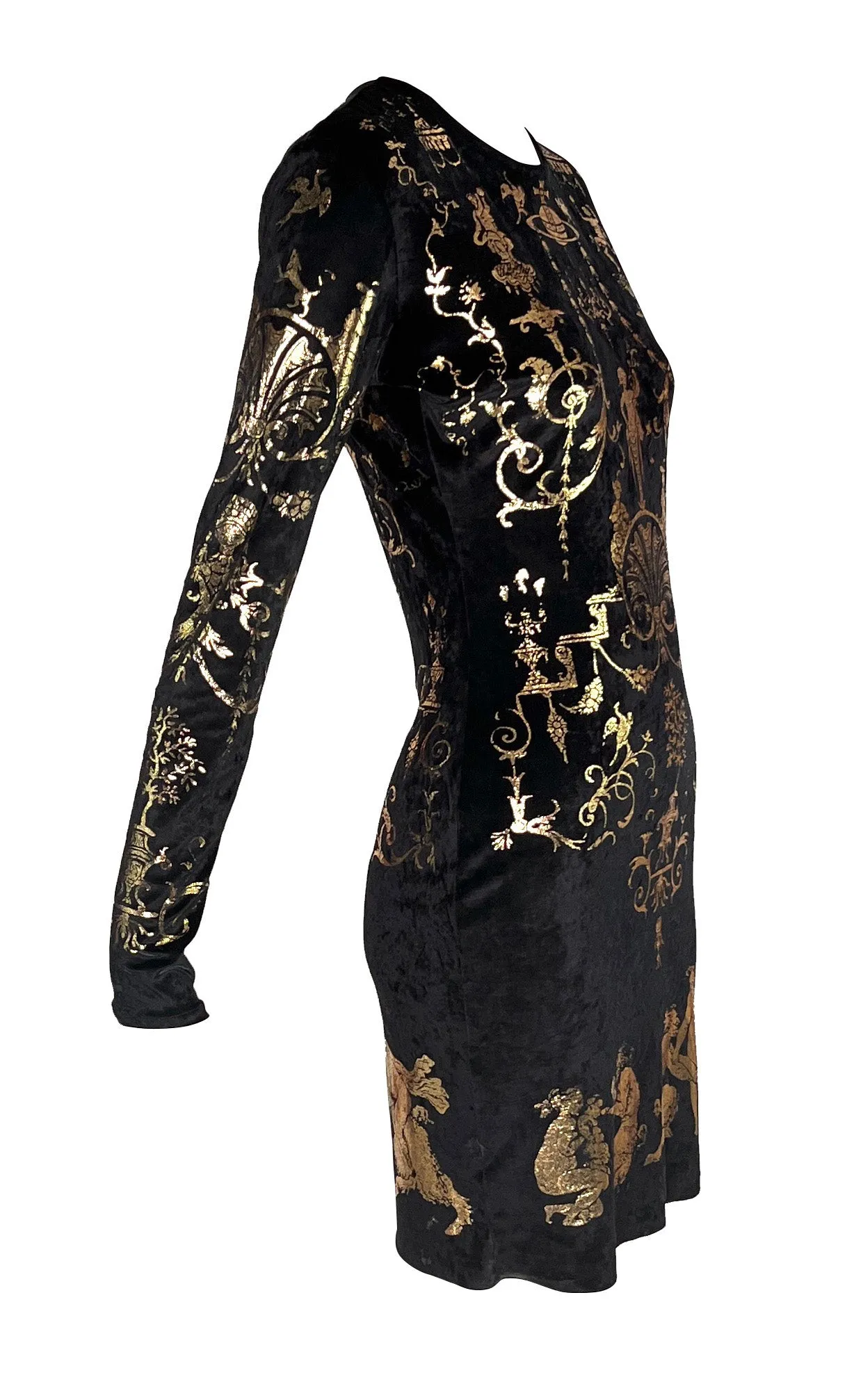 Vivienne Westwood 'Portrait' FW90/91 Black Velvet Midi Dress, US 6/ IT 42