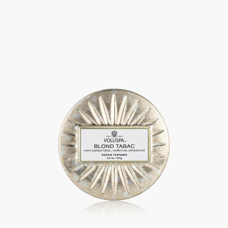 Voluspa Blond Tabac Mini Tin Candle ~4.5oz