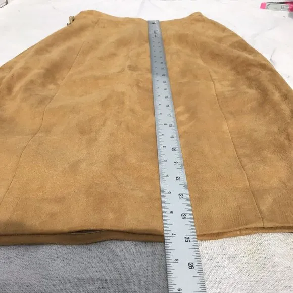 VTG 60s Rare Suede Leather Silk Women’s Pencil Skirt MOD Western Boho USA XS O
