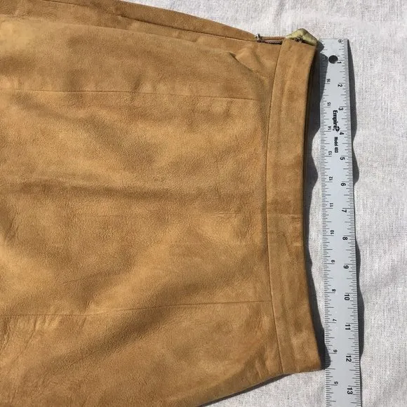 VTG 60s Rare Suede Leather Silk Women’s Pencil Skirt MOD Western Boho USA XS O