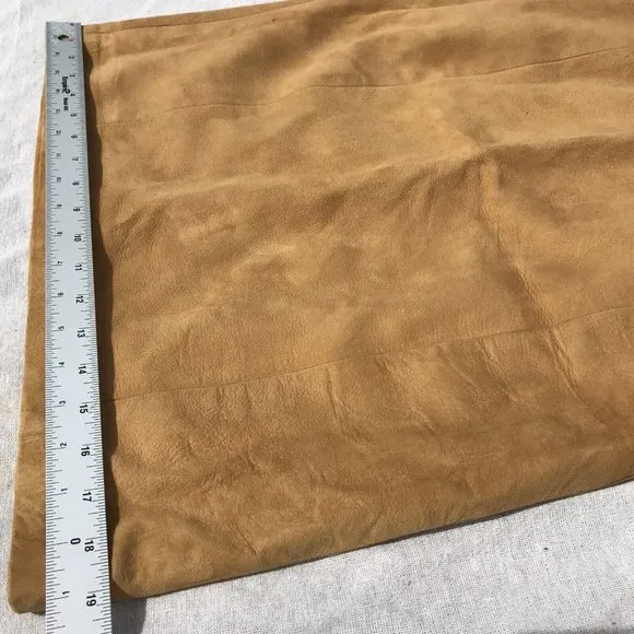VTG 60s Rare Suede Leather Silk Women’s Pencil Skirt MOD Western Boho USA XS O